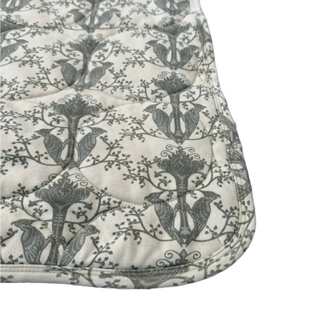 Kate Quinn Organic Cotton Muted Green Bird‎ Print Quilt Baby Nursery Blanket